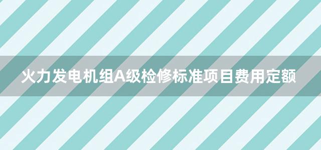 火力发电机组A级检修标准项目费用定额 600MW燃煤机组分册(上下册)